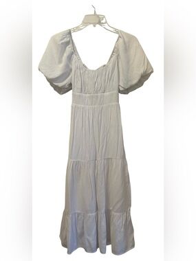Altar’d State White Puff-Sleeve Maxi Dress
